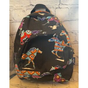 Ngil Painted Ponies Sling Backpack Horse Print Black Southwest Style Mini Bag